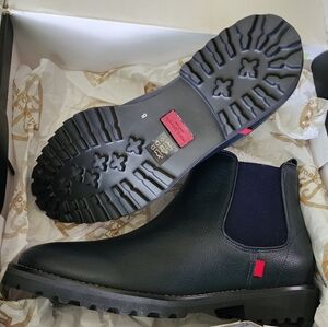 Women's Size 8 Marc Joseph Navy Blue Leather Ankle Boots BRAND NEW